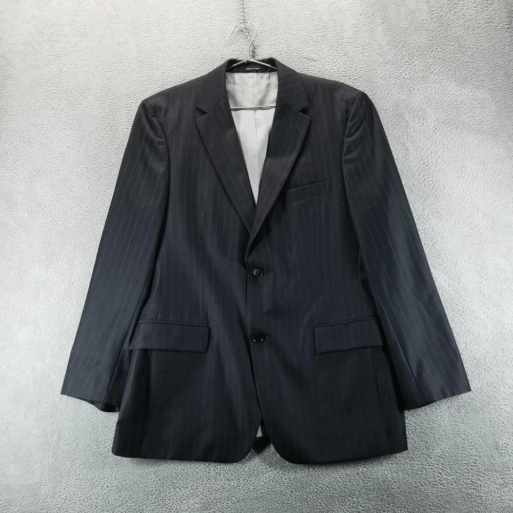 Hugo Boss Blazer Mens 42R Gray Pinstripe Super 120 Wool Pasolini Movie